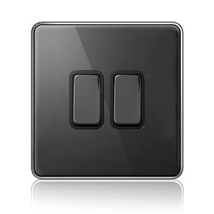 Stainless steel Switch AW-2 Gang 1 Way switch-Black